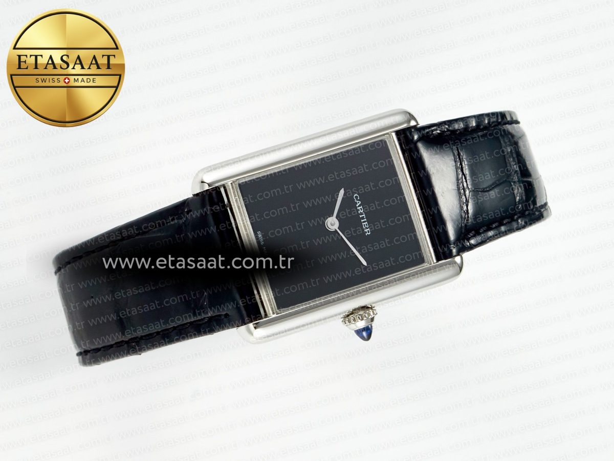 Cartier Tank Must Large Black Leather Strap Swiss Quartz - Görsel 8