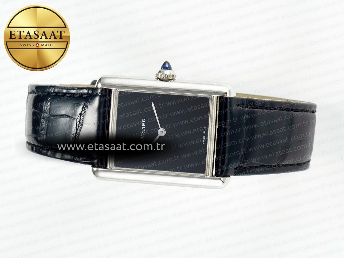 Cartier Tank Must Large Black Leather Strap Swiss Quartz - Görsel 9
