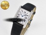 Tank Must Large SS 33.7mm DRF 1:1 Best Edition White Dial Diamonds Bezel on Black Calfskin Strap Swiss Quartz