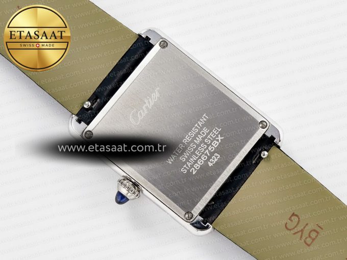 Tank Must Large SS 33.7mm DRF 1:1 Best Edition White Dial Diamonds Bezel on Black Calfskin Strap Swiss Quartz - Görsel 14