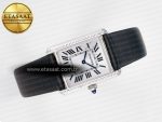 Tank Must Large SS 33.7mm DRF 1:1 Best Edition White Dial Diamonds Bezel on Black Calfskin Strap Swiss Quartz - Görsel 8