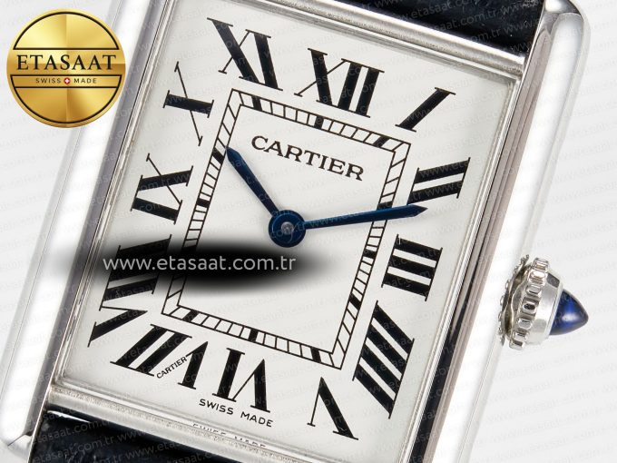 Tank Must Large SS 33.7mm DRF 1:1 Best Edition White Dial on Black Leather Strap Swiss Quartz - Görsel 10