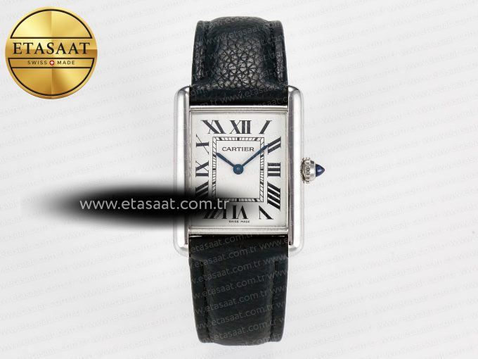 Tank Must Large SS 33.7mm DRF 1:1 Best Edition White Dial on Black Leather Strap Swiss Quartz - Görsel 3