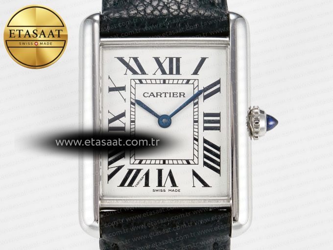 Tank Must Large SS 33.7mm DRF 1:1 Best Edition White Dial on Black Leather Strap Swiss Quartz - Görsel 4