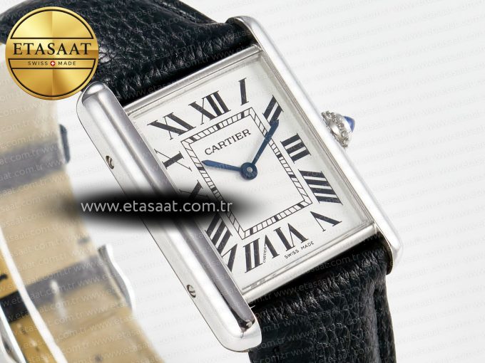 Tank Must Large SS 33.7mm DRF 1:1 Best Edition White Dial on Black Leather Strap Swiss Quartz - Görsel 5