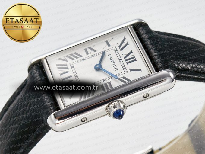 Tank Must Large SS 33.7mm DRF 1:1 Best Edition White Dial on Black Leather Strap Swiss Quartz - Görsel 6