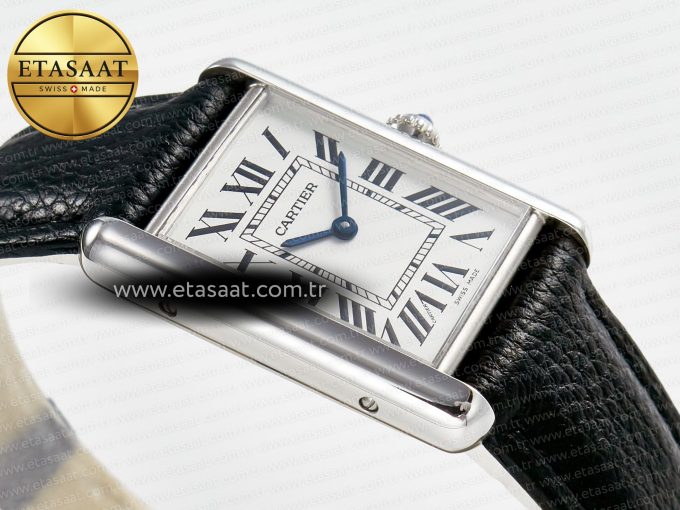 Tank Must Large SS 33.7mm DRF 1:1 Best Edition White Dial on Black Leather Strap Swiss Quartz - Görsel 7