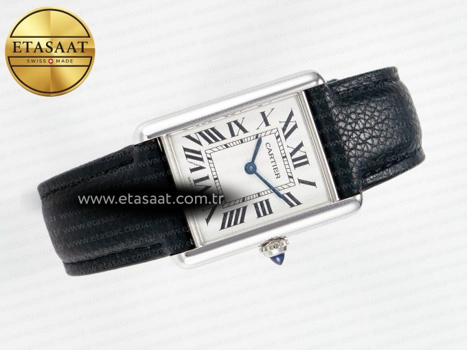 Tank Must Large SS 33.7mm DRF 1:1 Best Edition White Dial on Black Leather Strap Swiss Quartz - Görsel 8