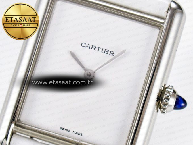 Tank Must Large SS 33.7mm DRF 1:1 Best Edition White Dial on White Leather Strap Swiss Quartz - Görsel 10