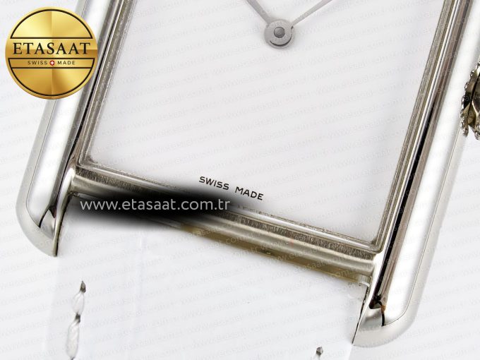 Tank Must Large SS 33.7mm DRF 1:1 Best Edition White Dial on White Leather Strap Swiss Quartz - Görsel 11
