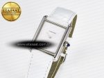 Tank Must Large SS 33.7mm DRF 1:1 Best Edition White Dial on White Leather Strap Swiss Quartz - Görsel 2