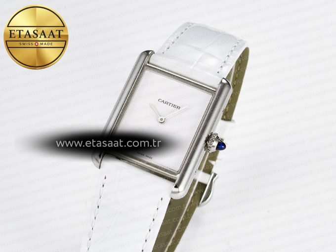 Tank Must Large SS 33.7mm DRF 1:1 Best Edition White Dial on White Leather Strap Swiss Quartz - Görsel 2