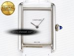 Tank Must Large SS 33.7mm DRF 1:1 Best Edition White Dial on White Leather Strap Swiss Quartz - Görsel 4