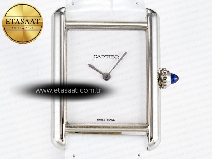 Tank Must Large SS 33.7mm DRF 1:1 Best Edition White Dial on White Leather Strap Swiss Quartz - Görsel 4