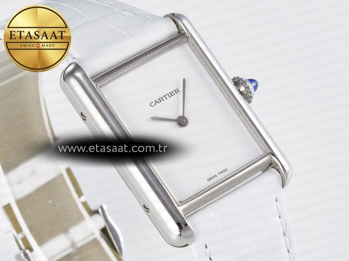 Tank Must Large SS 33.7mm DRF 1:1 Best Edition White Dial on White Leather Strap Swiss Quartz - Görsel 5