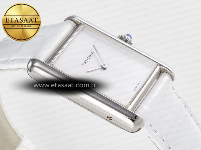 Tank Must Large SS 33.7mm DRF 1:1 Best Edition White Dial on White Leather Strap Swiss Quartz - Görsel 7