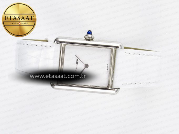 Tank Must Large SS 33.7mm DRF 1:1 Best Edition White Dial on White Leather Strap Swiss Quartz - Görsel 9