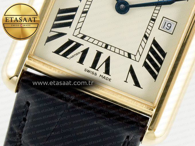 Tank Must Large YG 33.7mm DRF 1:1 Best Edition YG Dial on Black Leather Strap Swiss Quartz - Görsel 12