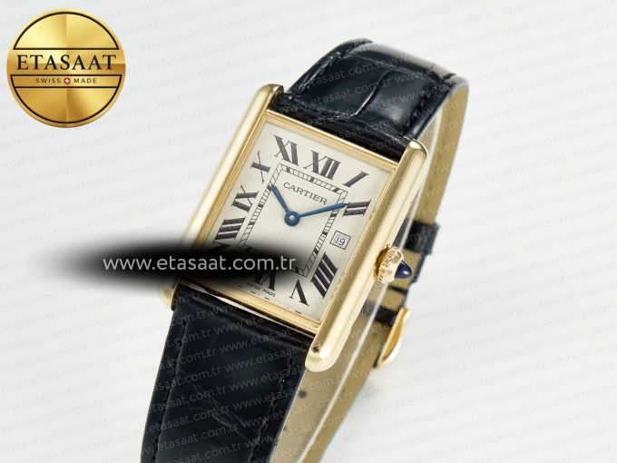 Tank Must Large YG 33.7mm DRF 1:1 Best Edition YG Dial on Black Leather Strap Swiss Quartz - Görsel 2