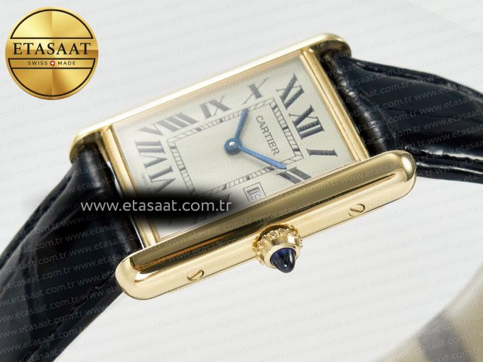 Tank Must Large YG 33.7mm DRF 1:1 Best Edition YG Dial on Black Leather Strap Swiss Quartz - Görsel 6