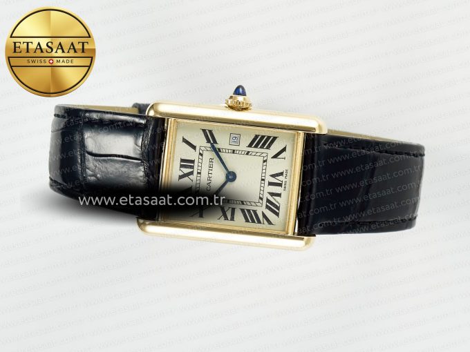 Tank Must Large YG 33.7mm DRF 1:1 Best Edition YG Dial on Black Leather Strap Swiss Quartz - Görsel 9