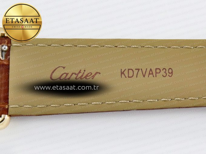Tank Must Large YG 33.7mm DRF 1:1 Best Edition YG Dial on Brown Leather Strap Swiss Quartz - Görsel 20