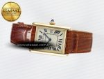 Tank Must Large YG 33.7mm DRF 1:1 Best Edition YG Dial on Brown Leather Strap Swiss Quartz - Görsel 9