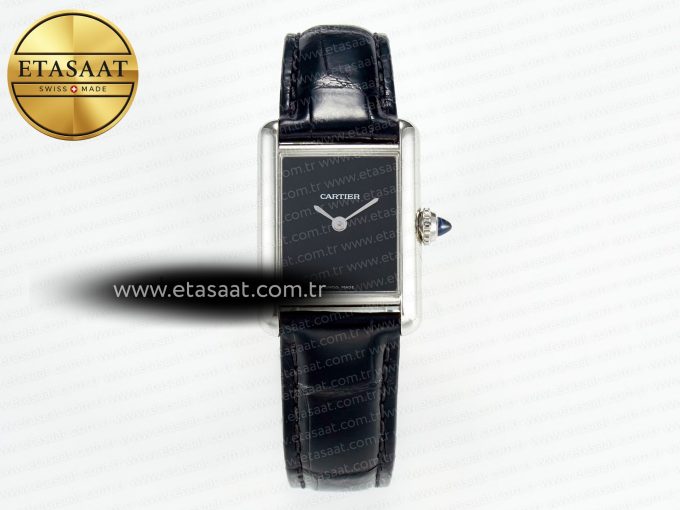 Tank Must Small SS 29mm DRF 1:1 Best Edition Black Dial on Black Leather Strap Swiss Quartz - Görsel 3