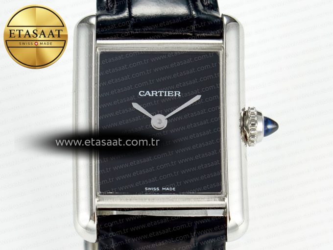 Tank Must Small SS 29mm DRF 1:1 Best Edition Black Dial on Black Leather Strap Swiss Quartz - Görsel 4