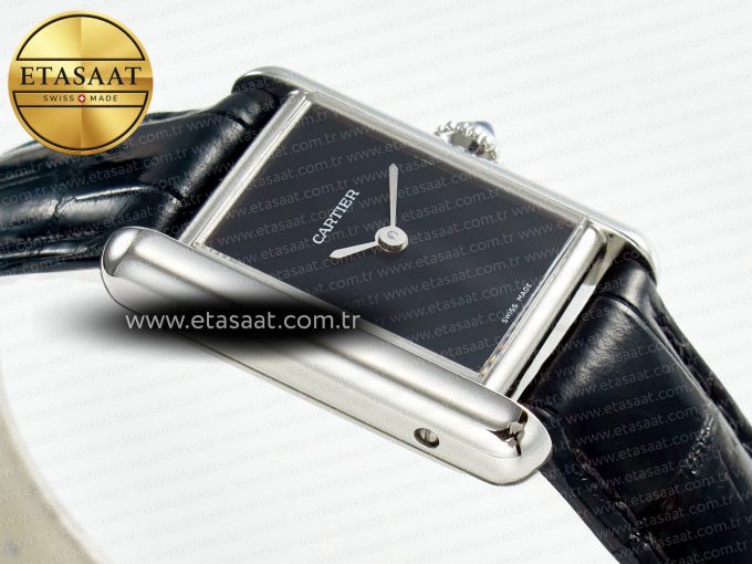 Tank Must Small SS 29mm DRF 1:1 Best Edition Black Dial on Black Leather Strap Swiss Quartz - Görsel 7