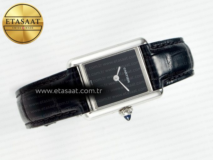 Tank Must Small SS 29mm DRF 1:1 Best Edition Black Dial on Black Leather Strap Swiss Quartz - Görsel 8