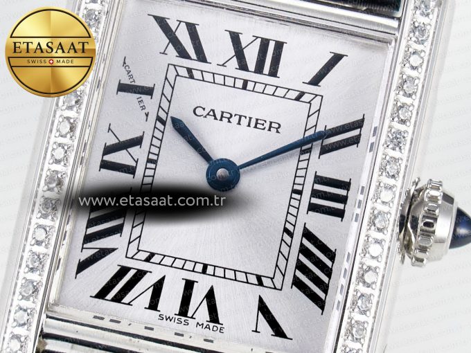 Tank Must Small SS 29mm DRF 1:1 Best Edition White Dial Diamonds Bezel on Black Calfskin Strap Swiss Quartz - Görsel 10