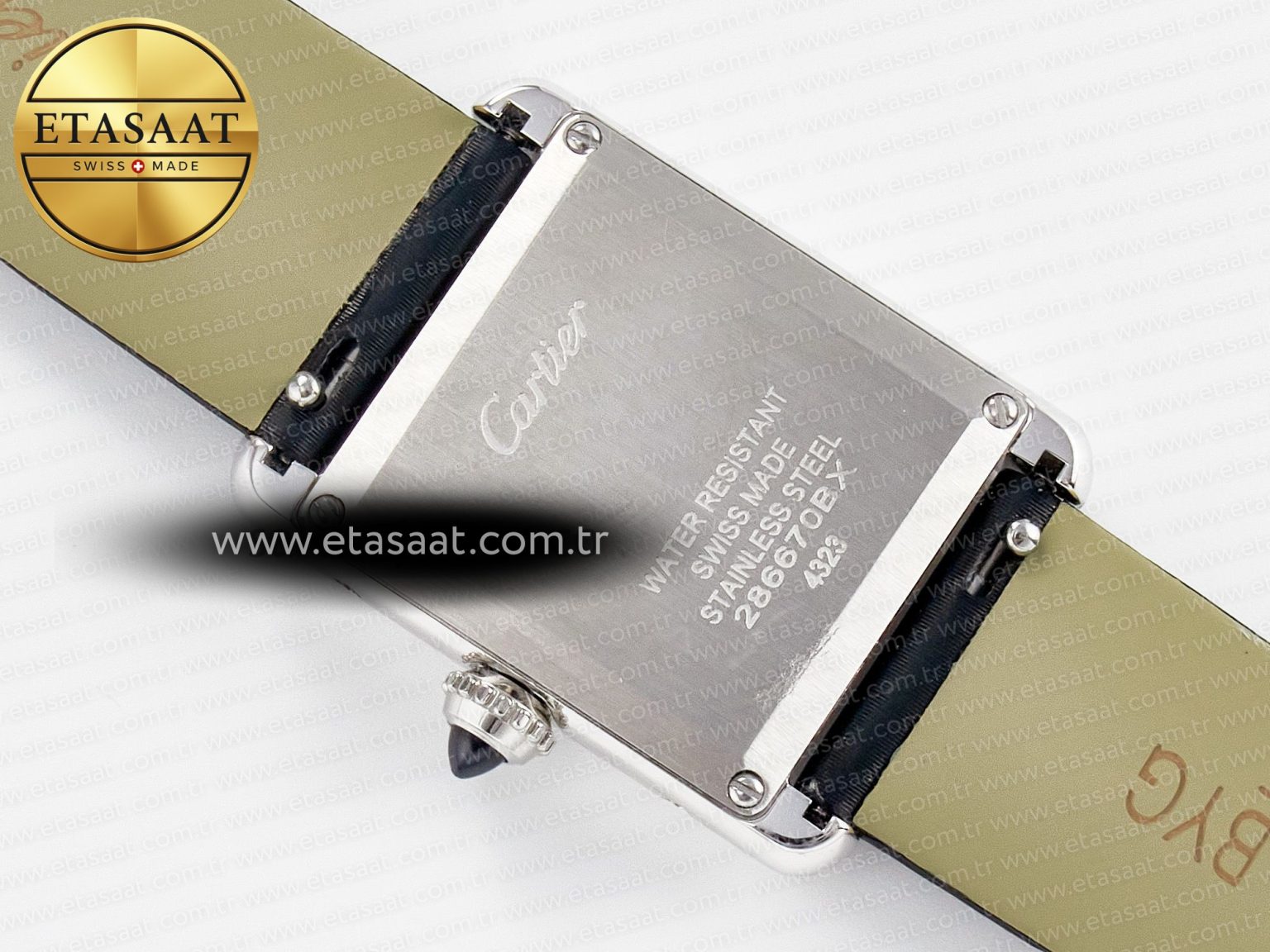 Tank Must Small SS 29mm DRF 1:1 Best Edition White Dial Diamonds Bezel on Black Calfskin Strap Swiss Quartz - Görsel 15