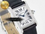 Tank Must Small SS 29mm DRF 1:1 Best Edition White Dial Diamonds Bezel on Black Calfskin Strap Swiss Quartz - Görsel 5