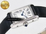 Tank Must Small SS 29mm DRF 1:1 Best Edition White Dial Diamonds Bezel on Black Calfskin Strap Swiss Quartz - Görsel 6