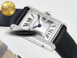 Tank Must Small SS 29mm DRF 1:1 Best Edition White Dial Diamonds Bezel on Black Calfskin Strap Swiss Quartz - Görsel 7