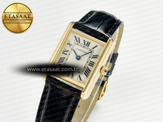 Tank Must Small YG 29mm DRF 1:1 Best Edition YG Dial on Black Leather Strap Swiss Quartz - Görsel 1