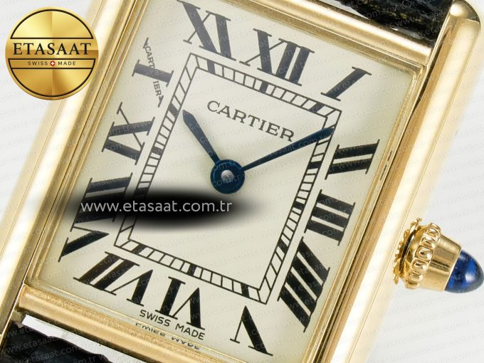 Tank Must Small YG 29mm DRF 1:1 Best Edition YG Dial on Black Leather Strap Swiss Quartz - Görsel 10