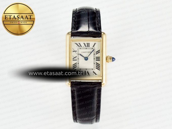 Tank Must Small YG 29mm DRF 1:1 Best Edition YG Dial on Black Leather Strap Swiss Quartz - Görsel 3