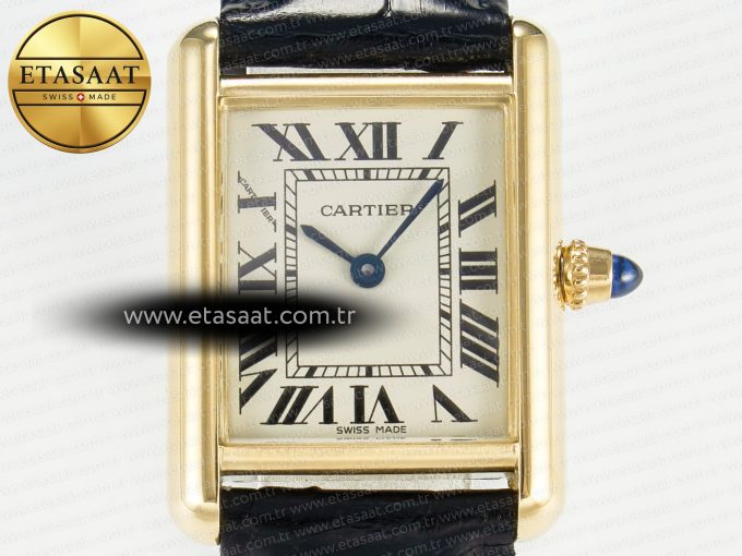 Tank Must Small YG 29mm DRF 1:1 Best Edition YG Dial on Black Leather Strap Swiss Quartz - Görsel 4
