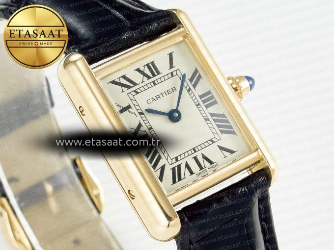 Tank Must Small YG 29mm DRF 1:1 Best Edition YG Dial on Black Leather Strap Swiss Quartz - Görsel 5