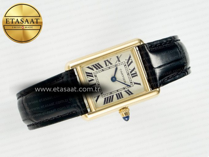 Tank Must Small YG 29mm DRF 1:1 Best Edition YG Dial on Black Leather Strap Swiss Quartz - Görsel 8