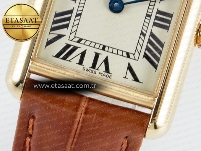 Tank Must Small YG 29mm DRF 1:1 Best Edition YG Dial on Brown Leather Strap Swiss Quartz - Görsel 11