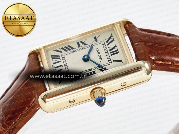 Tank Must Small YG 29mm DRF 1:1 Best Edition YG Dial on Brown Leather Strap Swiss Quartz - Görsel 6