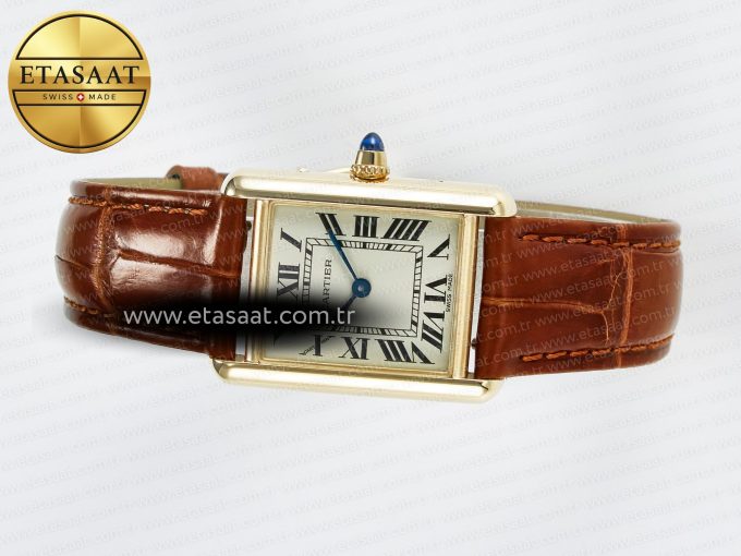 Tank Must Small YG 29mm DRF 1:1 Best Edition YG Dial on Brown Leather Strap Swiss Quartz - Görsel 9