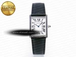Tank Solo Ladies 33.7mm SS AF 1:1 Best Edition White Dial on Black Leather Strap Ronda Quartz - Görsel 3