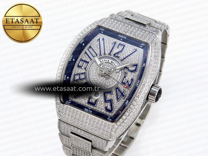 Vanguard SS Full Diamonds ABF Best Edition Diamonds Blue Dial on Diamonds Bracelet A2824 - Görsel 1