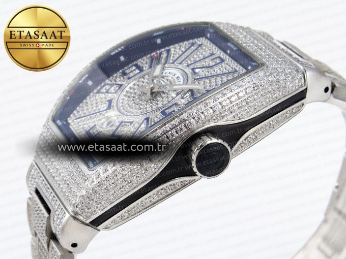Vanguard SS Full Diamonds ABF Best Edition Diamonds Blue Dial on Diamonds Bracelet A2824 - Görsel 9