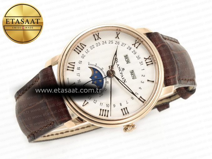 Villeret 6654 SS Complicated Function APSF 1:1 Best Edition White Dial on Leather Strap A6654 - Görsel 8